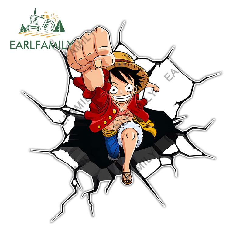 EARLFAMILY 13cm X 7.8cm Uma Peça Luffy Lágrima Anime Adesivo De Carro Motocicleta Notebook Adesivos Criativos À Prova Dw