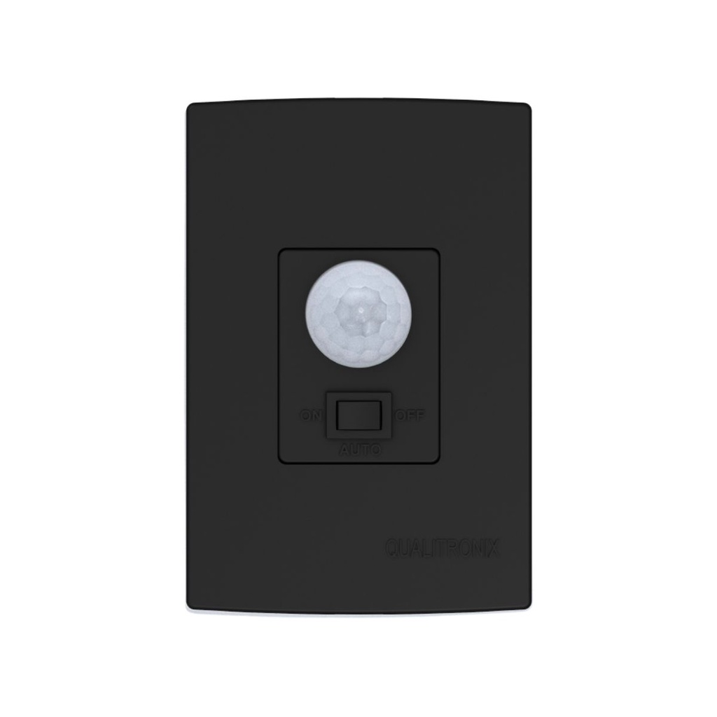 Sensor de Presença Multifuncional Parede 180º C/ Chave Preto