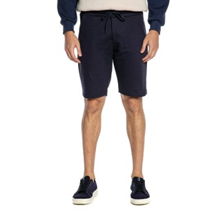 Bermuda Masculina Moletom Detalhes Polo Wear Azul Escuro