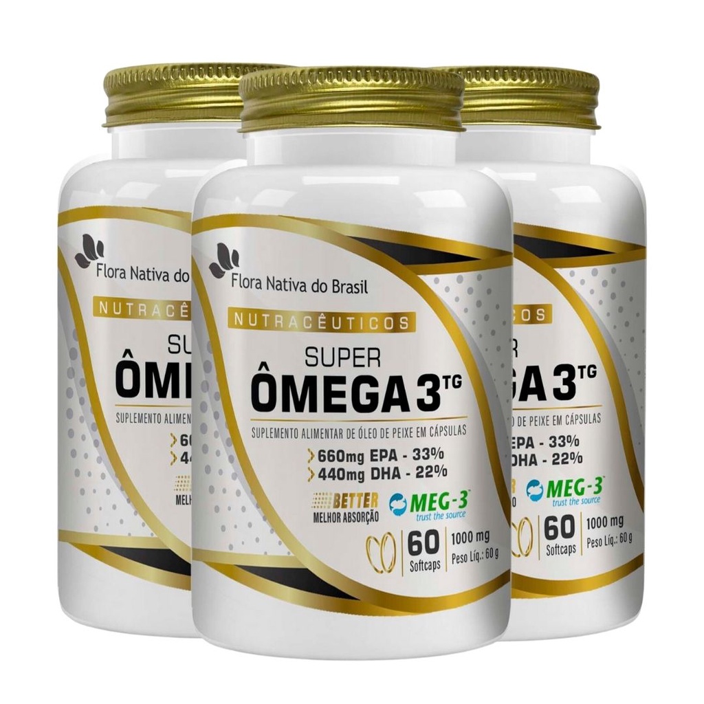 Kit 3 Super Ômega 3 Selo MEG - 3 (660mg EPA/440mg DHA) 1000mg 60 SoftCaps