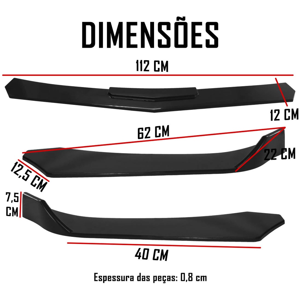 Spoiler Traseiro Front Lip Universal TG Poli Black Piano · foto 2