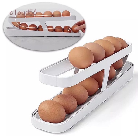 Porta ovos de 2 andares dispenser automático de ovos para refrigerador Rolling Egg Holder