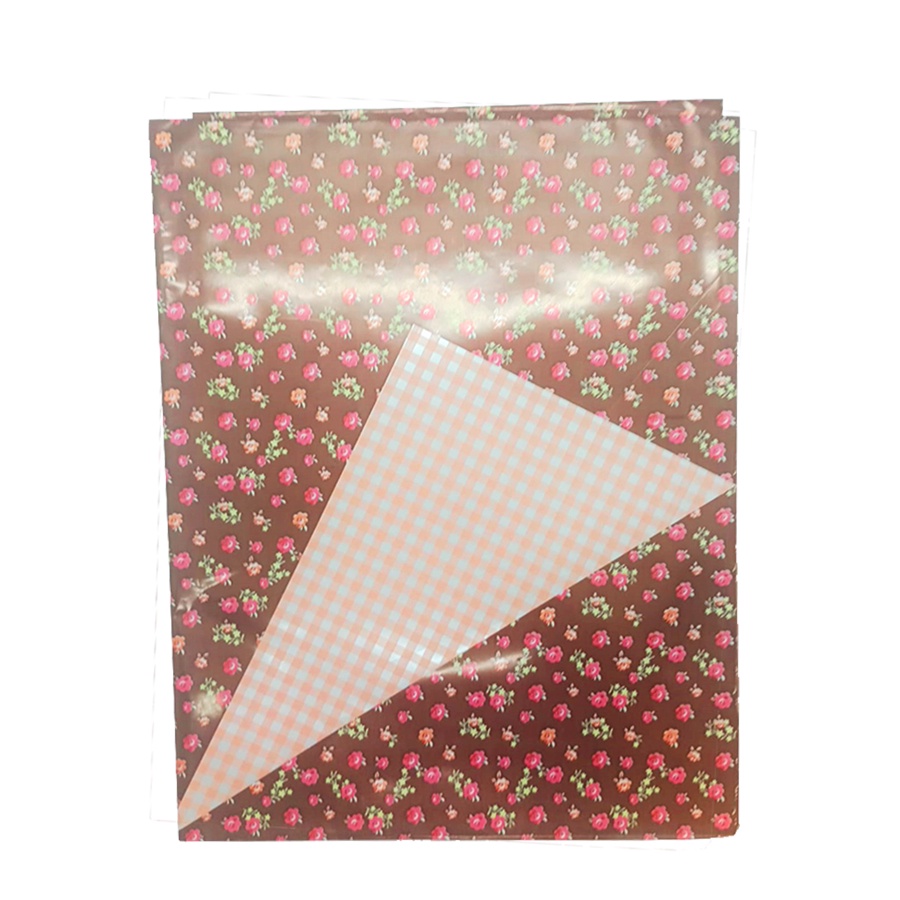 Folha para Ovos de Páscoa Double Face Flores e Xadrez Laranja 69x89cm - 5 unidades - Cromus - Rizzo Distribuidora