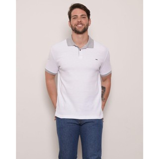 Polo Masculina Manga Curta Maquinetada Branca