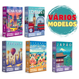 Quebra Cabeça Paisagem Postais do Mundo 500 peças NANO vários modelos Paris Japão Itália Nova York em Oferta na Shopee