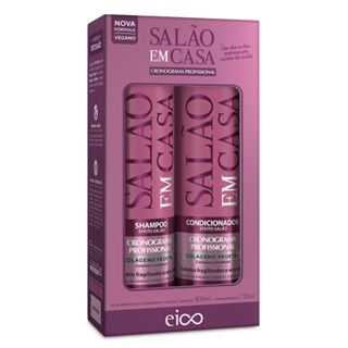 Eico Salão Em Casa Cronograma Profissional Shampoo Hidratação 800ml e Condicionador Leave-in 750ml Óleo Argan Fitoqueratina