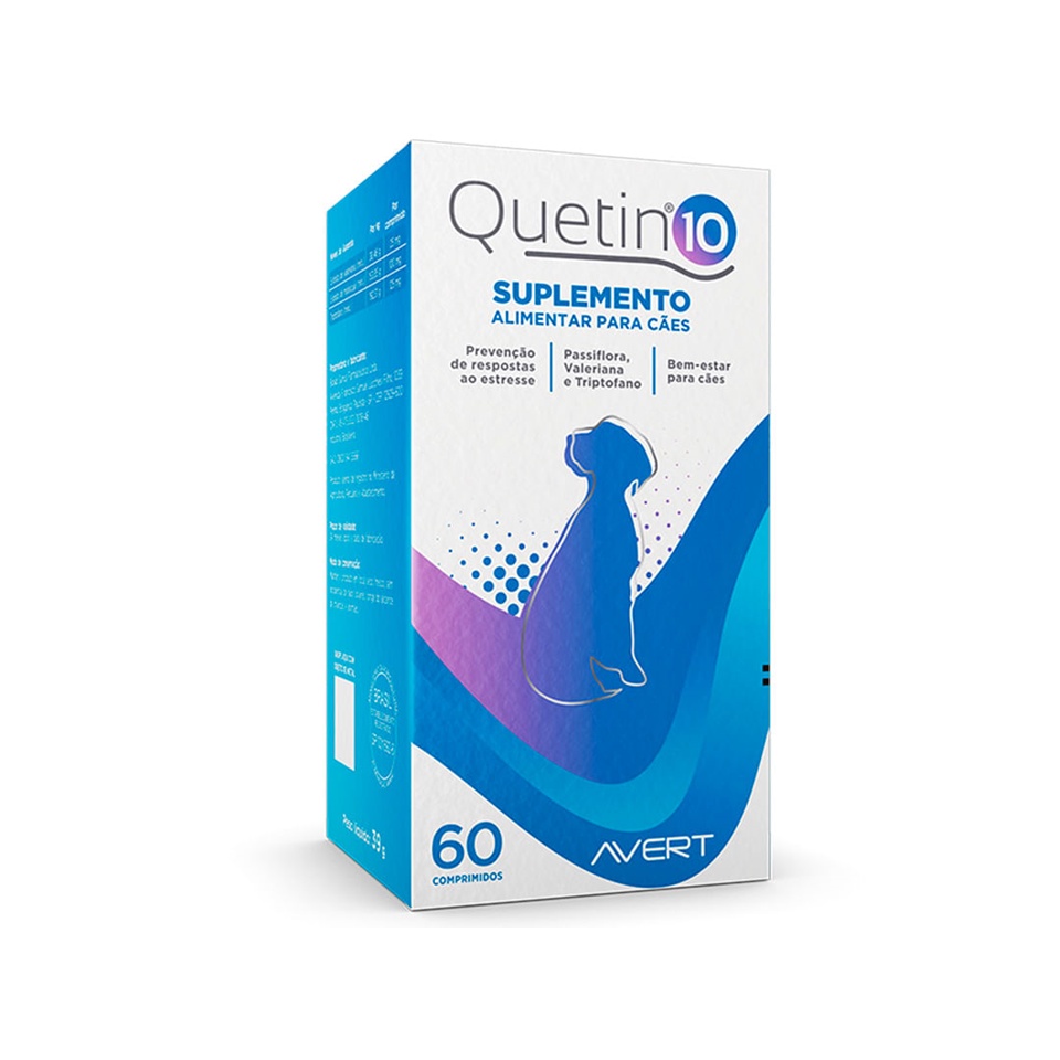 Quetin 10 Suplemento Calmante Para Cães 60 Comprimidos Avert em Oferta na Shopee