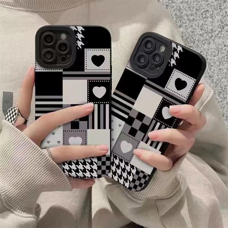 Phone Case for Samsung A15/A55/A13/A12/A52/A53/A10S/A20/A30/A50/A50S/A22/A33/A71/A72/A73/A14/A54 square heart lambskin