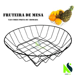 Fruteira de Mesa Preta ou Cromada Redonda Cozinha Bancada Inox utensílios de cozinha