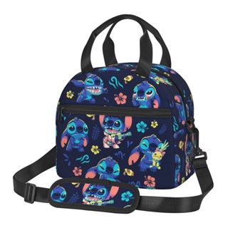 Lancheira Disneys Stitch Saco De Almoço Isolado Reutilizável Para Mulheres Tote De Grande Capacidade Com Alça De Ombro