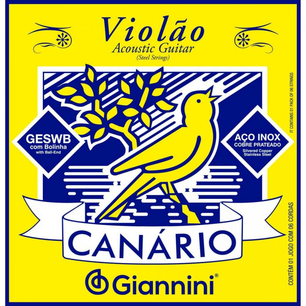 KIT 2 ENCORDOAMENTO VIOLÃO AÇO GIANNINI GESWB SÉRIE CANÁRIO