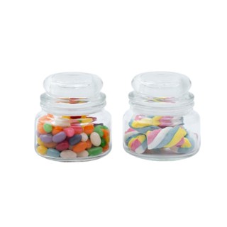 Kit 2 potes de vidro com tampa herméticos redondos 350ml - Mozcada