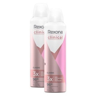 Kit 2 Desodorante Rexona Clinical Classic Aerosol Antitranspirante 96h 150ml