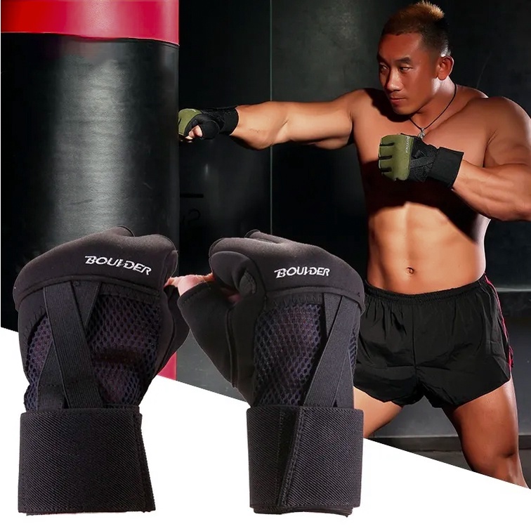 Leiskon Luvas de Boxe Saco de Areia Luva de Muay Thai de meio dedo para homens e mulheres luva para saco de pancada luva mma kit de boxe saco de pancada para adulto saco de boxe infantil luva de boxe infantil luva muay thai