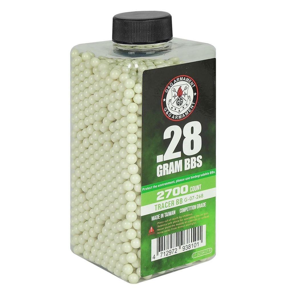 Munição Airsoft 6mm 2.700un. G&G Tracer BB 0.28g