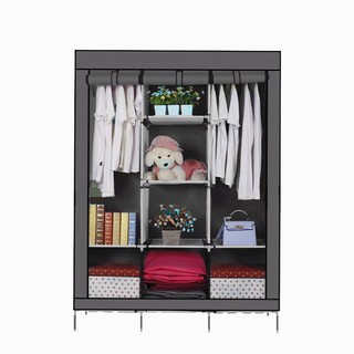 Guarda Roupa Dobrável Armário Organizador de Roupas 3 Portas (Cinza)