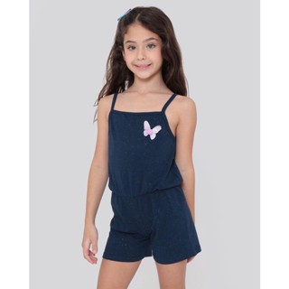 Macaquinho Infantil Com Glitter Azul Marinho