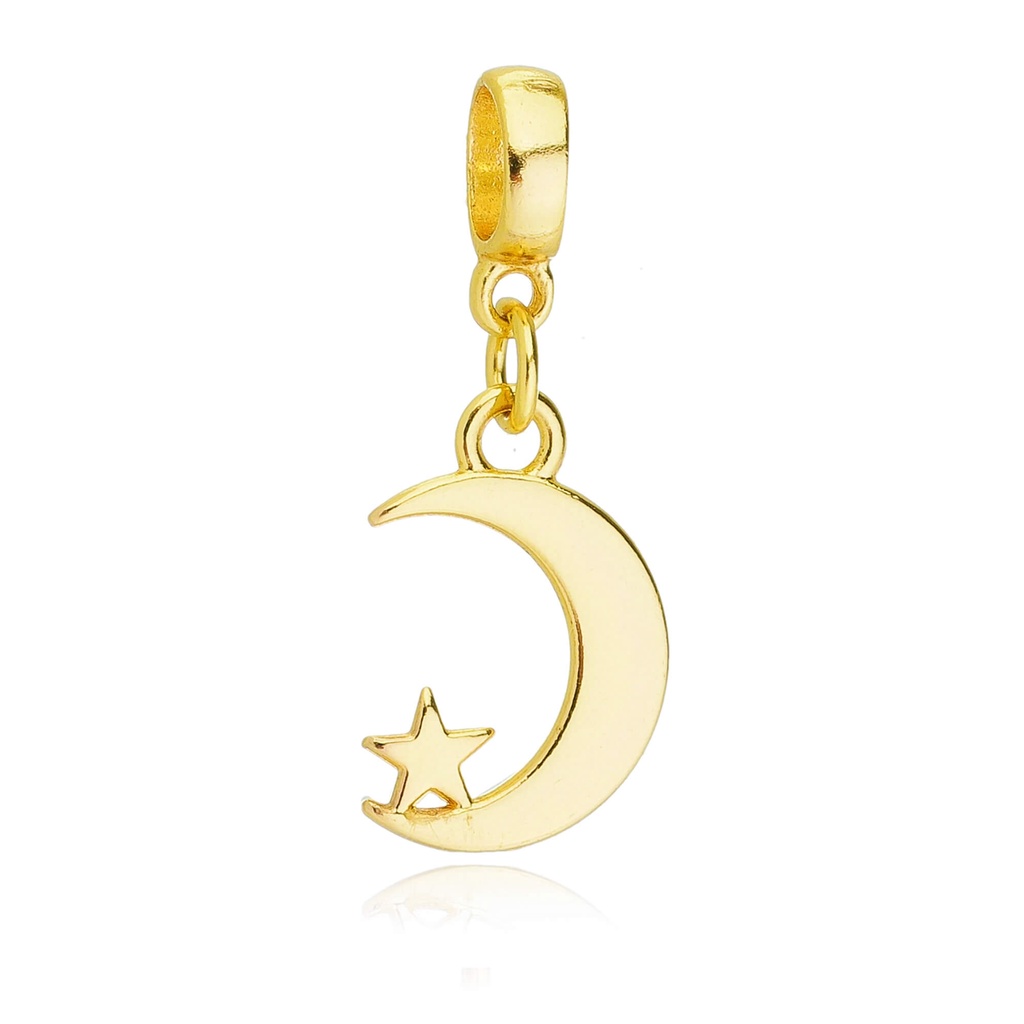 Pingente Berloque Lua com Estrela Banhado a Ouro 18k em Oferta na Shopee