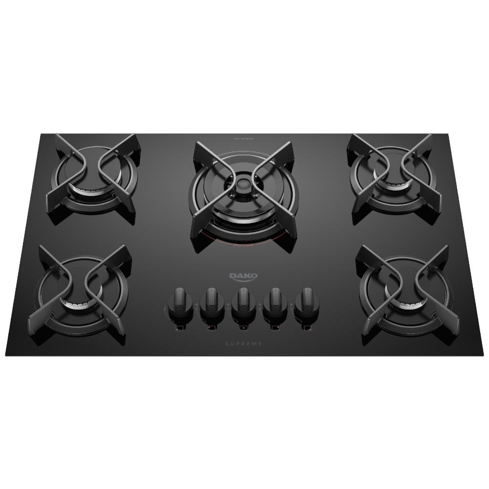 Cooktop 5 Bocas Preto com Mesa de Vidro e Tripla Chama Dako Supreme Bivolt - 300001514