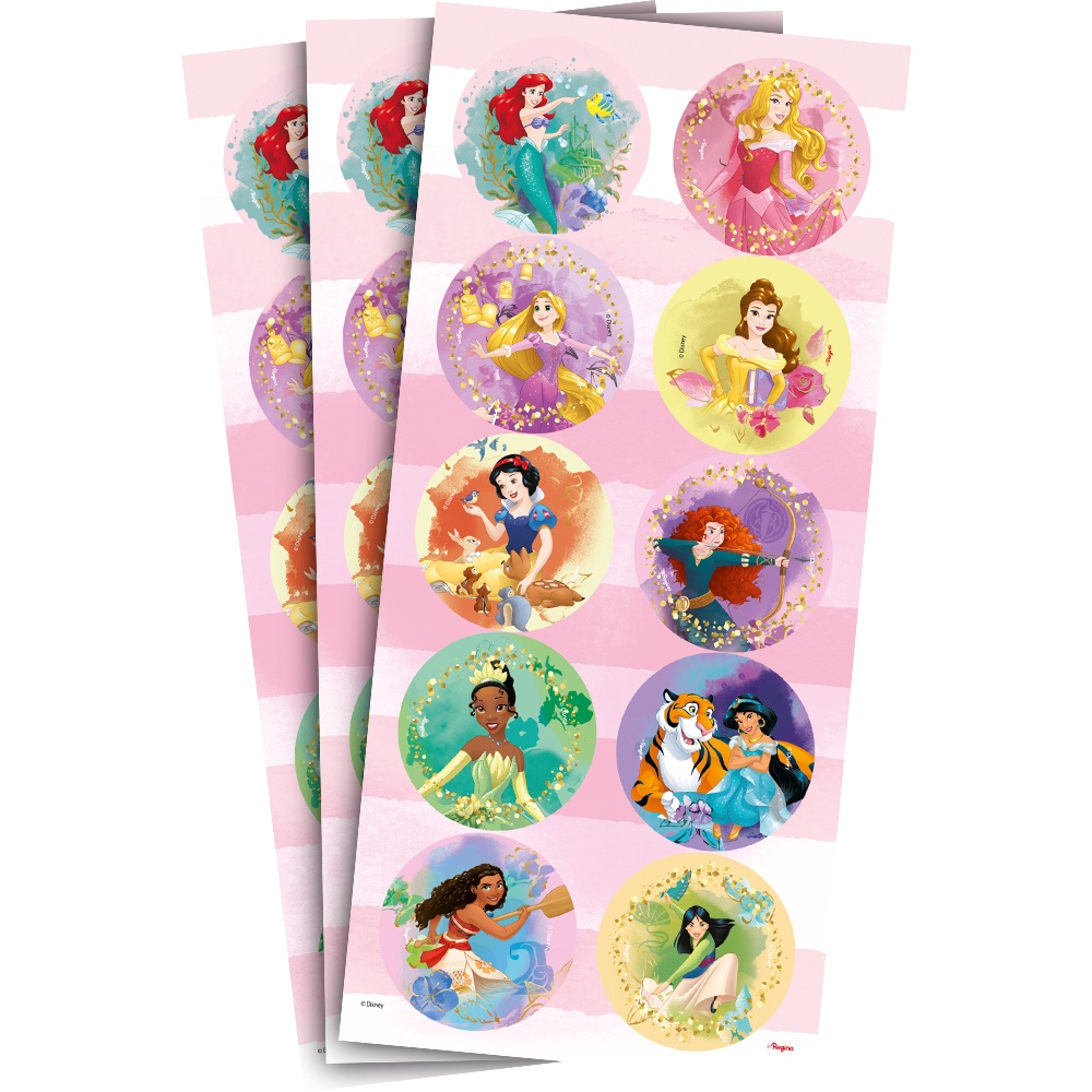 Adesivo Redondo Decorativo - Princesas Disney - 30 unidades - Regina - Rizzo em Oferta na Shopee