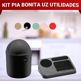 Kit Lixeira e Organizador De Pia Porta Detergente Sabão e Esponja UZ em Oferta na Shopee
