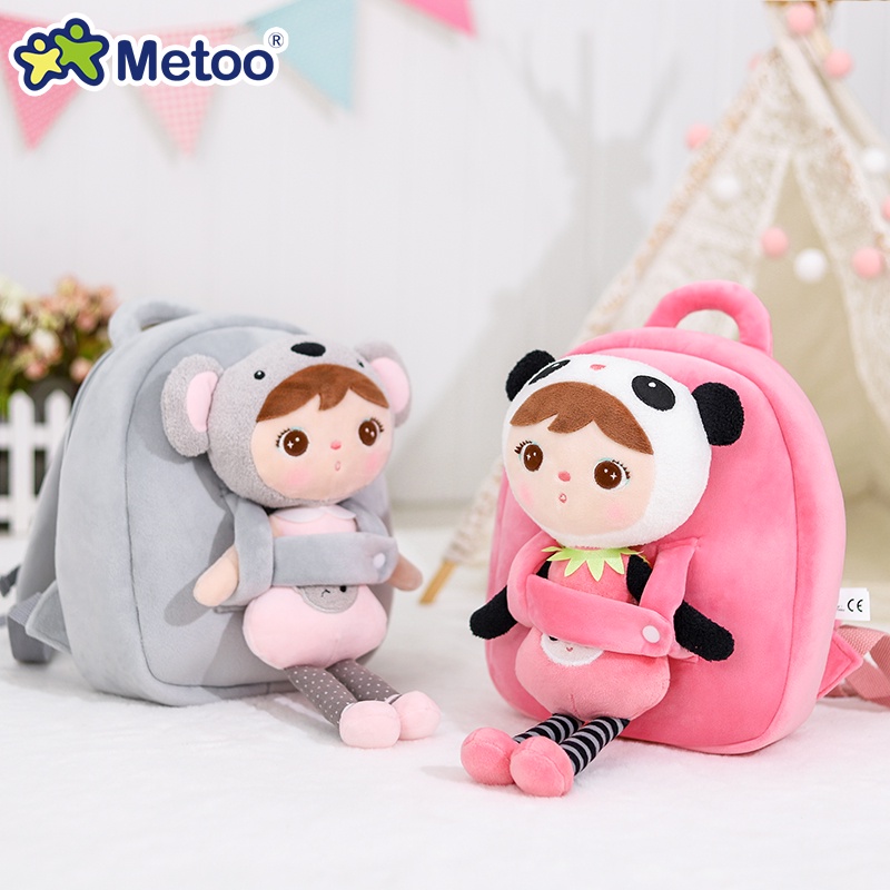 Metoo original kawaii animal boneca de pelúcia mochila destacável mochila das crianças de escola de infância presente