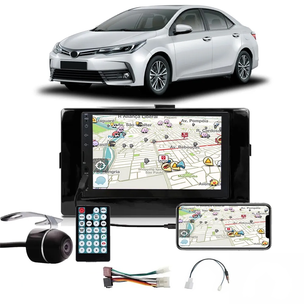 Multimídia Corolla 2017 2018 2019 Espelhamento Bluetooth USB SD Card