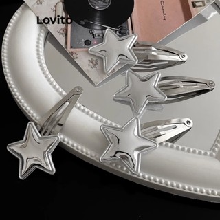 Lovito Casual Simples Presilha de Cabelo de Metal para Mulheres L63AD174 (Prata)