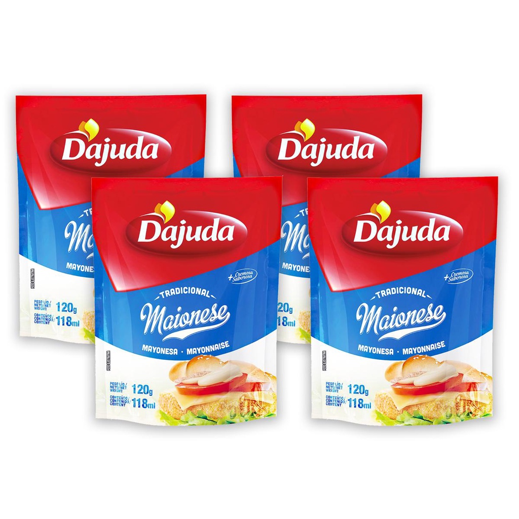 4Un Maionese DAjuda 120G Para Hamburguer Hot Dog Lanches Petiscos Pastéis Batata Frita