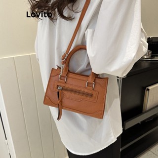 Lovito Bolsa De Ombro Pequena Básica Simples Casual Para Mulheres LNA32127 (Marrom Preto)