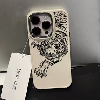 Óleo Pintura Tigre Para IPhone 15 14 13 12 11 Pro Max Case Proteção À Prova De Choque Câmera De Três Cores TPU Candy Compatível Com XS X XR 8 + 7 Plus
