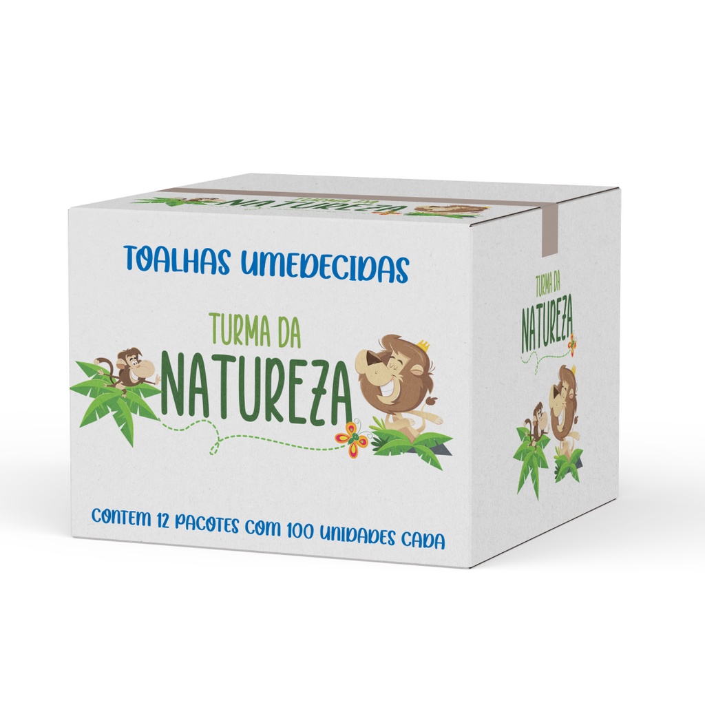 Caixa Toalha Umedecida Turma da Natureza 12 Pacotes -  Total 1200 Unidades