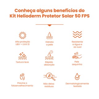 Kit Protetor Solar Corporal Helioderm Suncare FPS 50 2 Unidades 200ml + 120ml