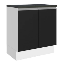 Balcão Armário de Cozinha 100% MDF 70 cm 2 Portas Branco/Preto Acordes Madesa