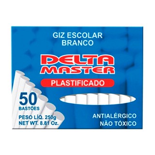 Giz escolar antialérgico plastificado branco com 50 undiades Delta