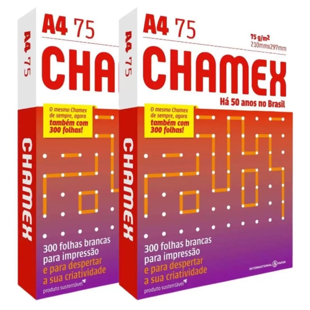 2 Pacotes Papel Sulfite Oficio Chamex A4 Office 300 Folhas em Oferta na Shopee