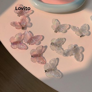 Lovito Grampos De Cabelo Borboleta Casuais Para Mulheres LNA32409 (Branco/Rosa)