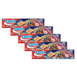 Kit 5 Biscoito Recheado Danix Sabor Chocolate 130g