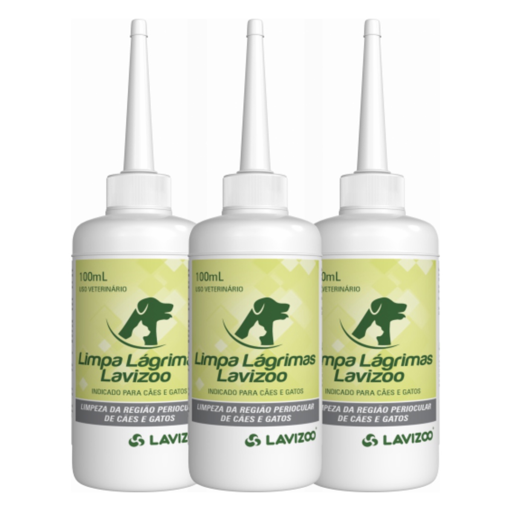 Kit 03 Limpa Lágrimas Lavizoo Cães Spitz e Gatos 100ml