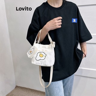 Lovito Bolsa De Ombro Pequena Com Padrão Bonito De Desenho Animado Para Mulheres LNA32143 (Branco Amarelo)