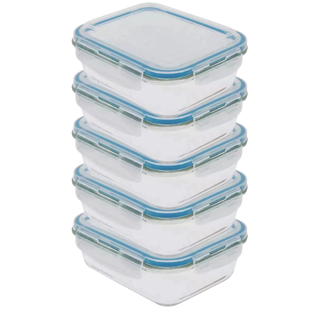 Kit 5 Potes Hermético de Vidro Borossilicato Marmita 1000ml Vasilha Alimentos Retangular em Oferta na Shopee