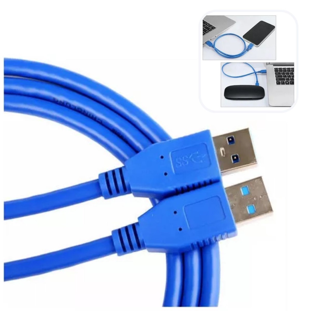 Cabo Usb Macho X2 3.0 Macho X Macho Nas Duas Pontas Extesão Passa Dados Força Energia Hd Externo