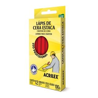 Giz de cera estaca vermelho 12 unidades 507 Acrilex