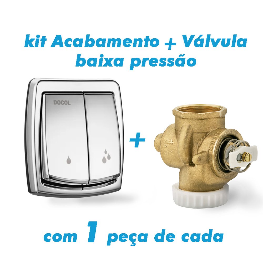 Kit Banheiro Docol Válvula Base Descarga 1.1/2 DN40 BP + Acabamento Salvágua Cromado Autênticos