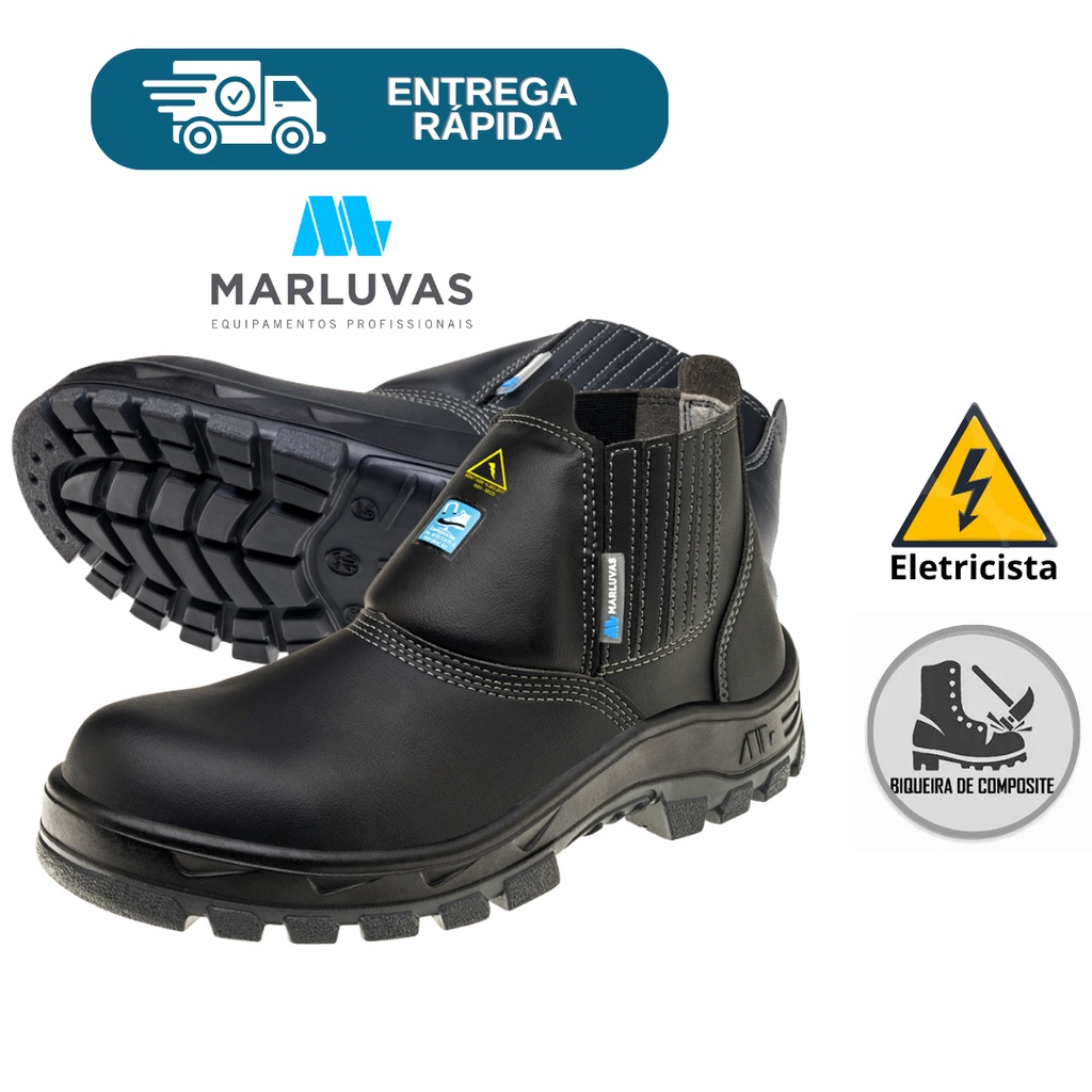 Bota Botina De Segurança Microfibra Bico Composite Eletricista Marluvas 70B19-C Proteção Epi