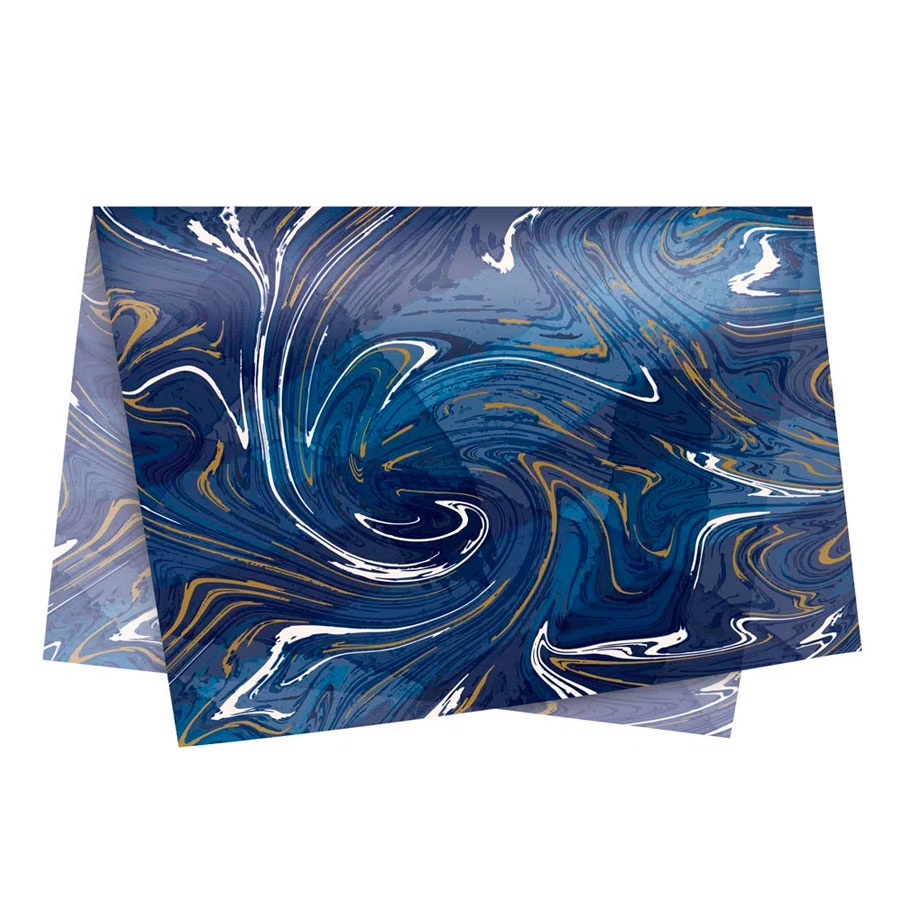 Papel de Seda - 49x69cm - Marmorizado Azul - 10 unidades - Cromus - Rizzo em Oferta na Shopee