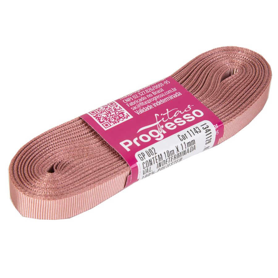 Fita Gorgurão Progresso 11mm nº2 - 10m Cor 1143 Rosa Velho - 01 unidade