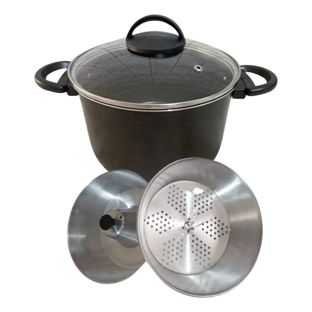 Panela  3x1 Antiaderente Pudim, Banho Maria Cozimento  Vapor em Oferta na Shopee