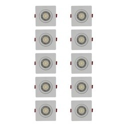 Kit 10 Spot Led Embutir Direcionável Quadrado Branco Frio