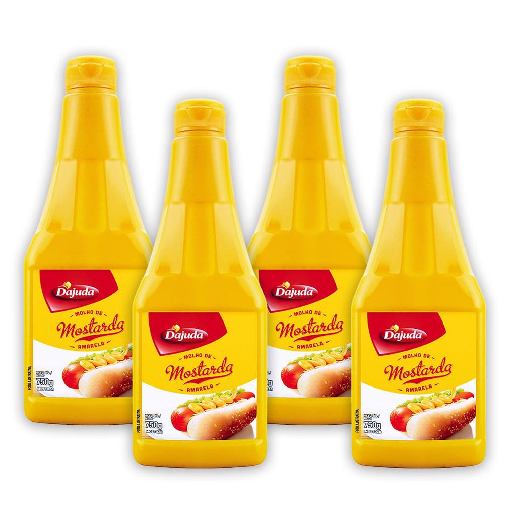 4Un Mostarda DAjuda Amarela 750G Para Lanches Frango Salsichão Grelhados